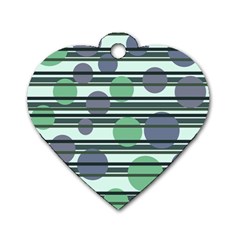 Green simple pattern Dog Tag Heart (One Side)