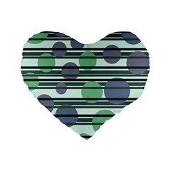 Green Simple Pattern Standard 16  Premium Heart Shape Cushions by Valentinaart