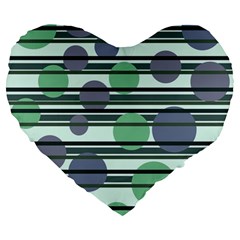 Green Simple Pattern Large 19  Premium Heart Shape Cushions by Valentinaart