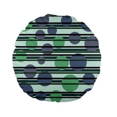 Green Simple Pattern Standard 15  Premium Flano Round Cushions by Valentinaart