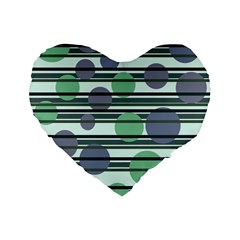 Green Simple Pattern Standard 16  Premium Flano Heart Shape Cushions by Valentinaart