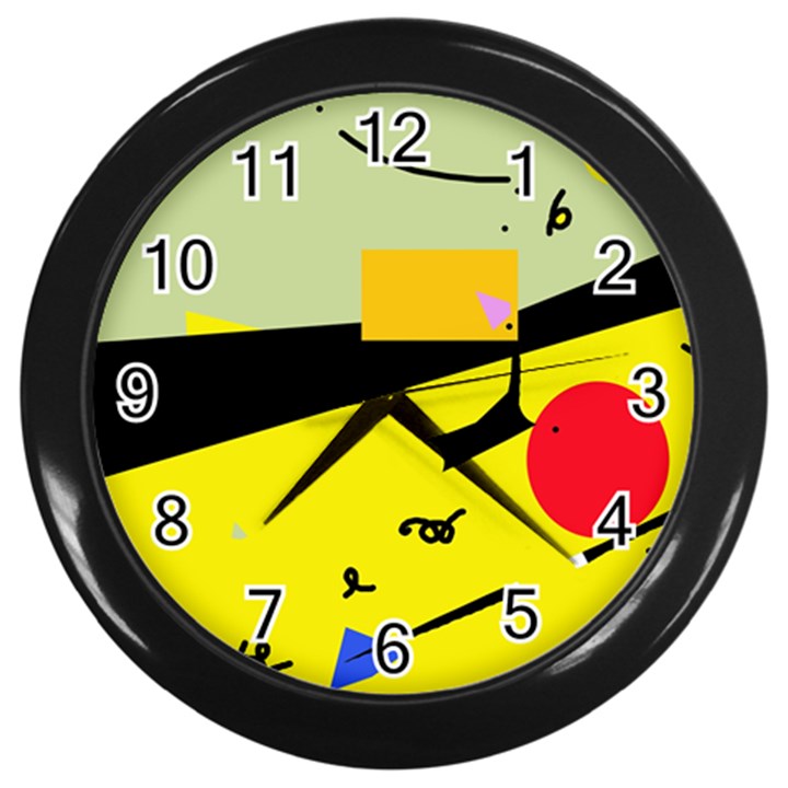 Party in the desert  Wall Clocks (Black)