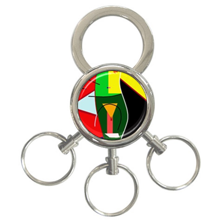 Abstract lady 3-Ring Key Chains