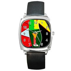 Abstract Lady Square Metal Watch