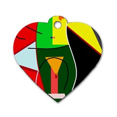 Abstract Lady Dog Tag Heart (one Side) by Valentinaart