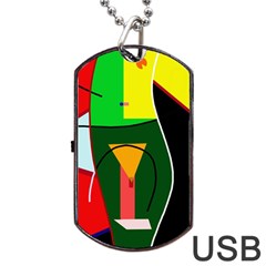 Abstract Lady Dog Tag Usb Flash (one Side)