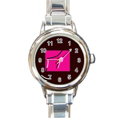 Pink Square  Round Italian Charm Watch