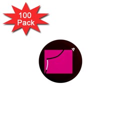 Pink Square  1  Mini Magnets (100 Pack) 