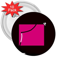 Pink Square  3  Buttons (10 Pack)  by Valentinaart