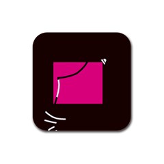 Pink Square  Rubber Square Coaster (4 Pack) 