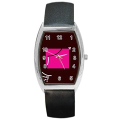 Pink Square  Barrel Style Metal Watch by Valentinaart