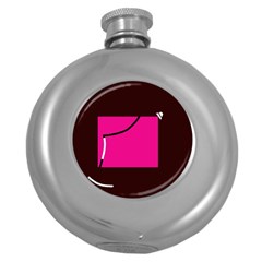 Pink Square  Round Hip Flask (5 Oz)