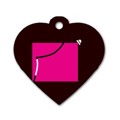 Pink Square  Dog Tag Heart (one Side)