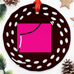 Pink Square  Ornament (round Filigree) 