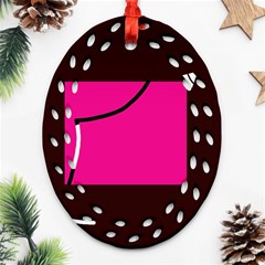 Pink Square  Oval Filigree Ornament (2-side) 