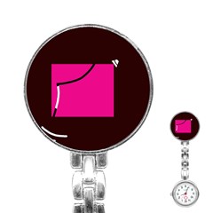 Pink Square  Stainless Steel Nurses Watch by Valentinaart