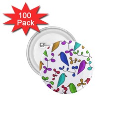 Birds And Flowers 1 75  Buttons (100 Pack) 