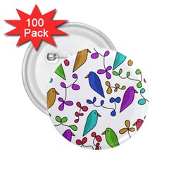 Birds And Flowers 2 25  Buttons (100 Pack) 