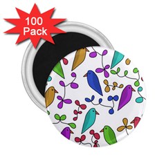 Birds And Flowers 2 25  Magnets (100 Pack) 