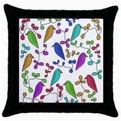 Birds And Flowers Throw Pillow Case (black)