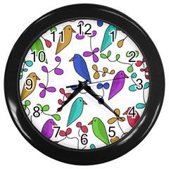 Birds And Flowers Wall Clocks (black)