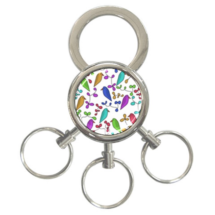 Birds and flowers 3-Ring Key Chains