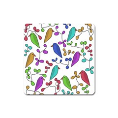 Birds And Flowers Square Magnet by Valentinaart