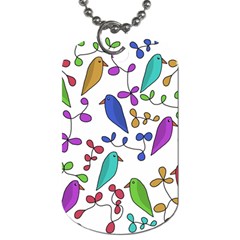 Birds And Flowers Dog Tag (two Sides) by Valentinaart