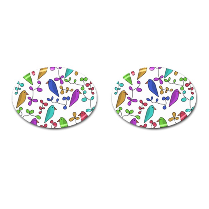 Birds and flowers Cufflinks (Oval)