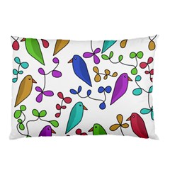 Birds And Flowers Pillow Case (two Sides) by Valentinaart