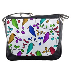 Birds And Flowers Messenger Bags by Valentinaart