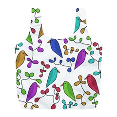 Birds And Flowers Full Print Recycle Bags (l)  by Valentinaart