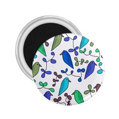 Birds And Flowers - Blue 2 25  Magnets