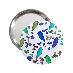 Birds And Flowers - Blue 2 25  Handbag Mirrors