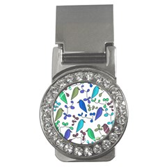 Birds And Flowers - Blue Money Clips (cz) 