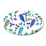 Birds and flowers - blue Oval Magnet Front