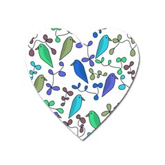 Birds And Flowers - Blue Heart Magnet