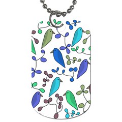 Birds And Flowers - Blue Dog Tag (one Side)