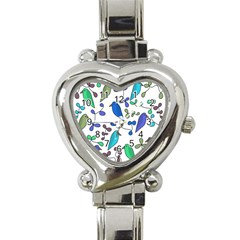 Birds And Flowers - Blue Heart Italian Charm Watch