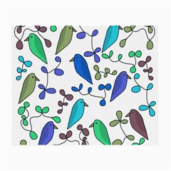 Birds And Flowers - Blue Small Glasses Cloth (2-side)