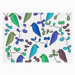 Birds And Flowers - Blue Large Glasses Cloth (2-side)