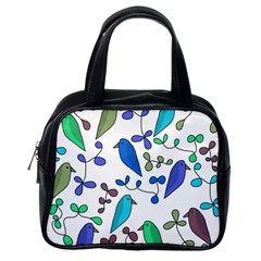 Birds And Flowers - Blue Classic Handbags (one Side)