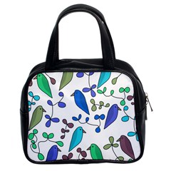 Birds And Flowers - Blue Classic Handbags (2 Sides)