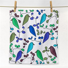 Birds And Flowers - Blue Face Towel