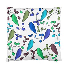 Birds And Flowers - Blue Standard Cushion Case (two Sides) by Valentinaart