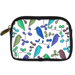 Birds And Flowers - Blue Digital Camera Cases