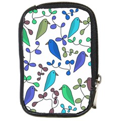 Birds And Flowers - Blue Compact Camera Cases