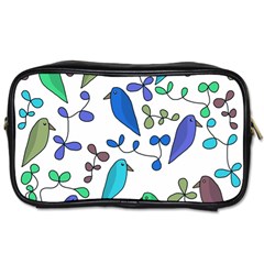 Birds And Flowers - Blue Toiletries Bags