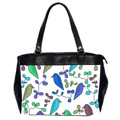 Birds And Flowers - Blue Office Handbags (2 Sides) 