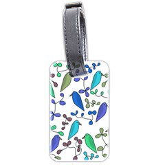 Birds And Flowers - Blue Luggage Tags (two Sides) by Valentinaart